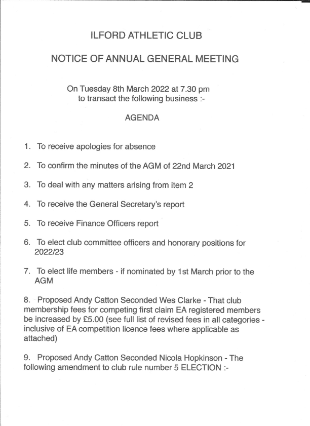 AGM – 8th March 2022